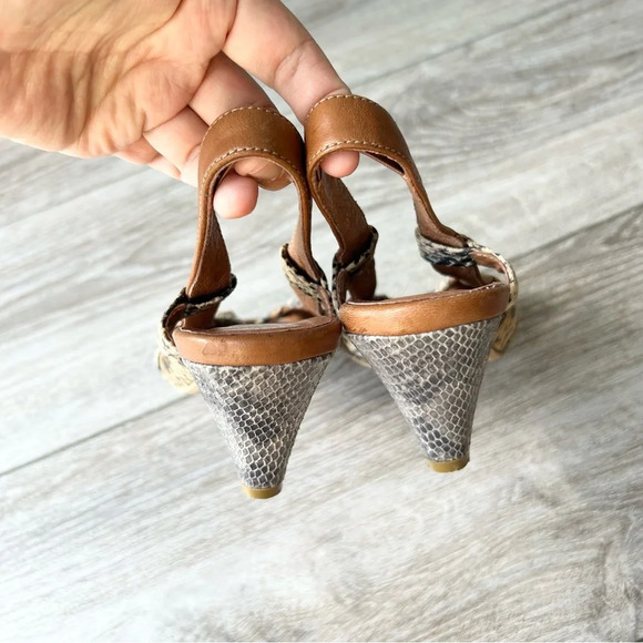 Jeffrey Campbell California Snakeskin Open Toe Slingback Pumps - Picture 5 of 12
